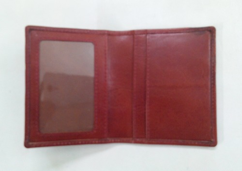 Canvas Leather Card Case - Leather, Brown, Folded | Funky Pattern Strip, Handy, Unisex