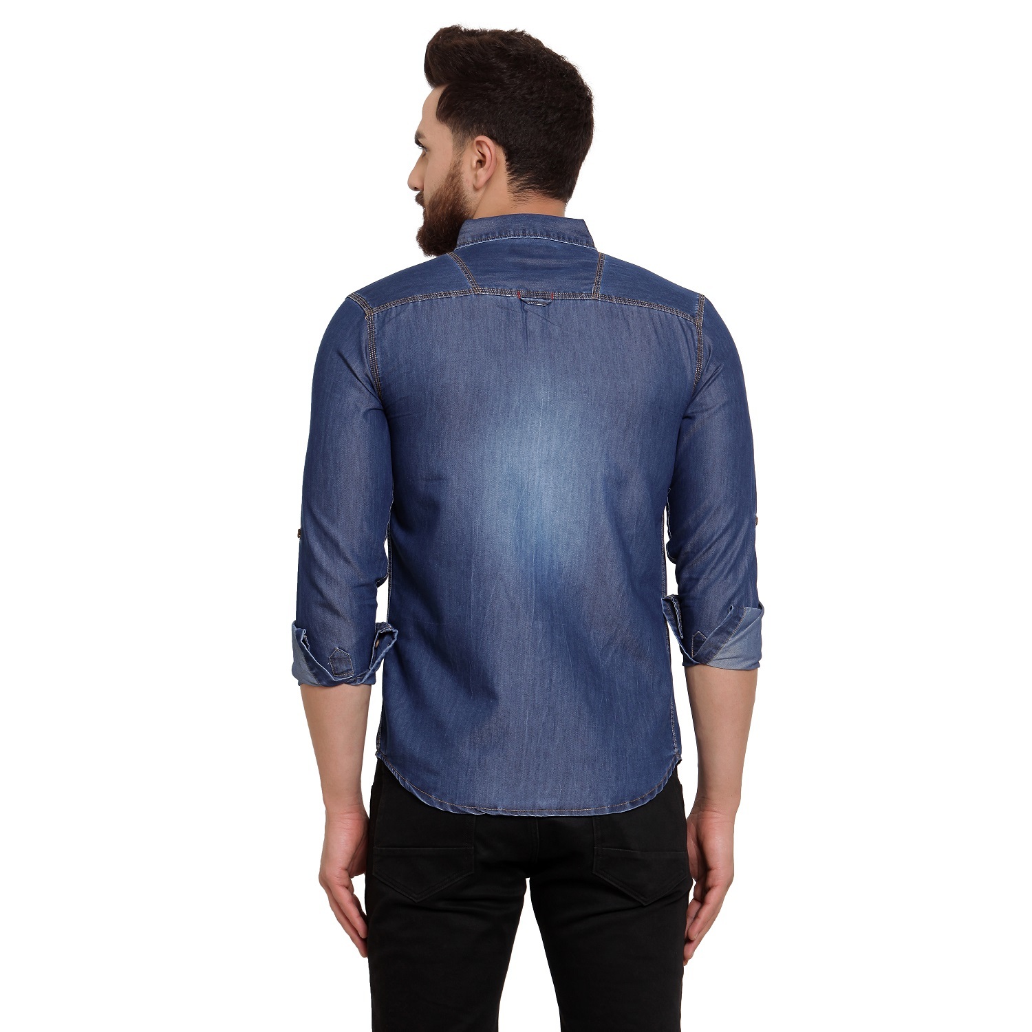 Men Denim Shirt Collar Style: Button Down