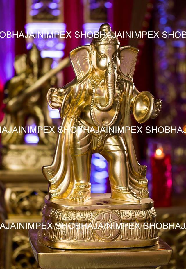 Golden Ganesh Ji Aisle Statues