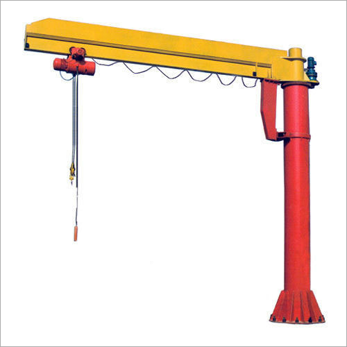 Pillar Mounted Jib Crane - New Electrical Power Supply, Yellow & Orange Finish | 1 Year Warranty, Ideal For Industrial Applications