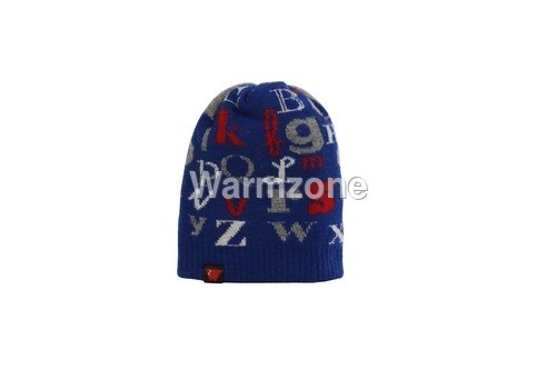 Men's Winter Woolen Cap - Acrylic And Wool Blend, One Size Fits All, Blue With Alphabet Pattern, Hand Wash Care