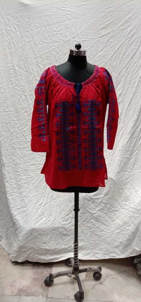 Cotton Computer Embroidery Top - Customized Size, Mix-assorted Color | Casual Dress, Breathable, Washable, No Fade, Embroidered Design For Spring & Summer