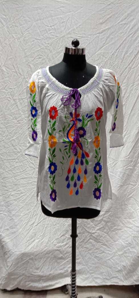 Cotton Computer Embroidery Top - Customized Size, Mix-assorted Color | Casual Dress, Breathable, Washable, No Fade, Embroidered Design For Spring & Summer