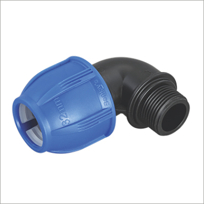 Elbow Off-Take Female Thread - PP, 32 mm x 3/4 inch, Black & Blue | Precision Tapered Threads, Round Shape, 90 Degree Bend Angle
