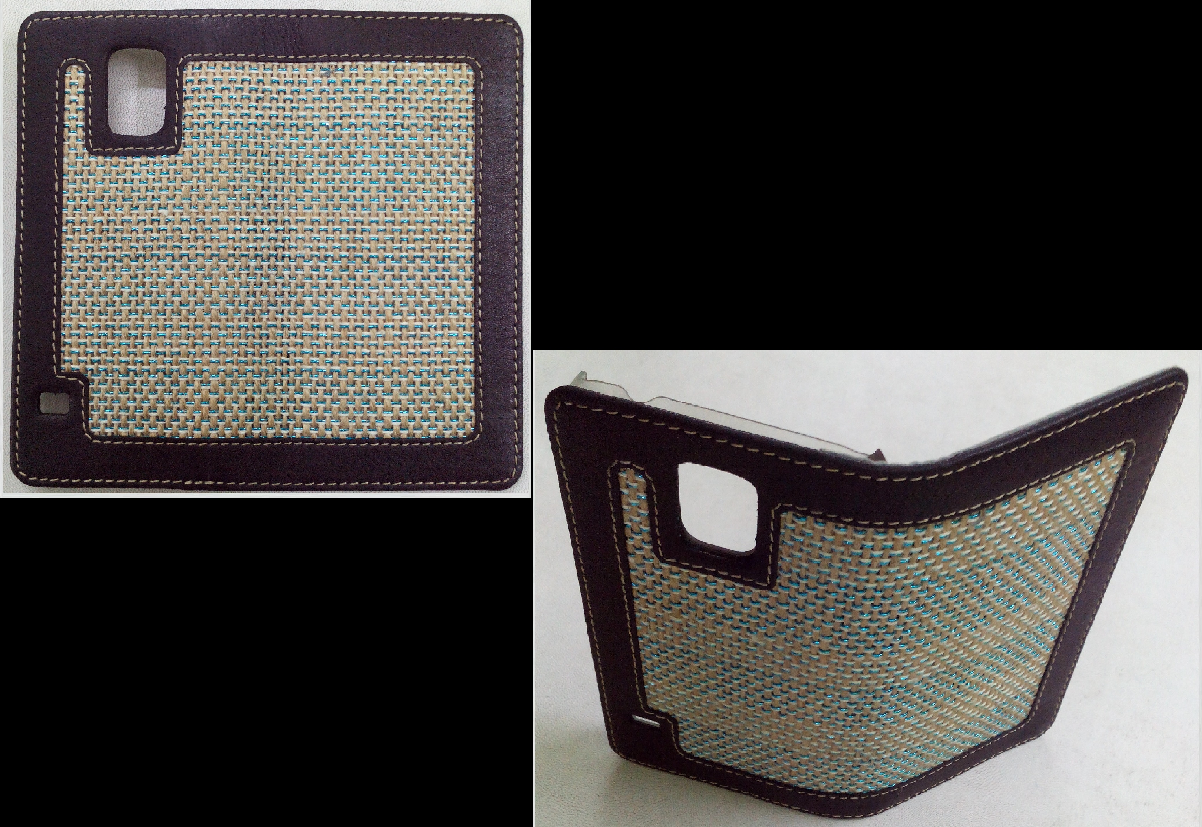 Jute Mobile Case - Real Leather, 13.5x9.75 Cm | Stylish Look, Button Closure, Highly Protective