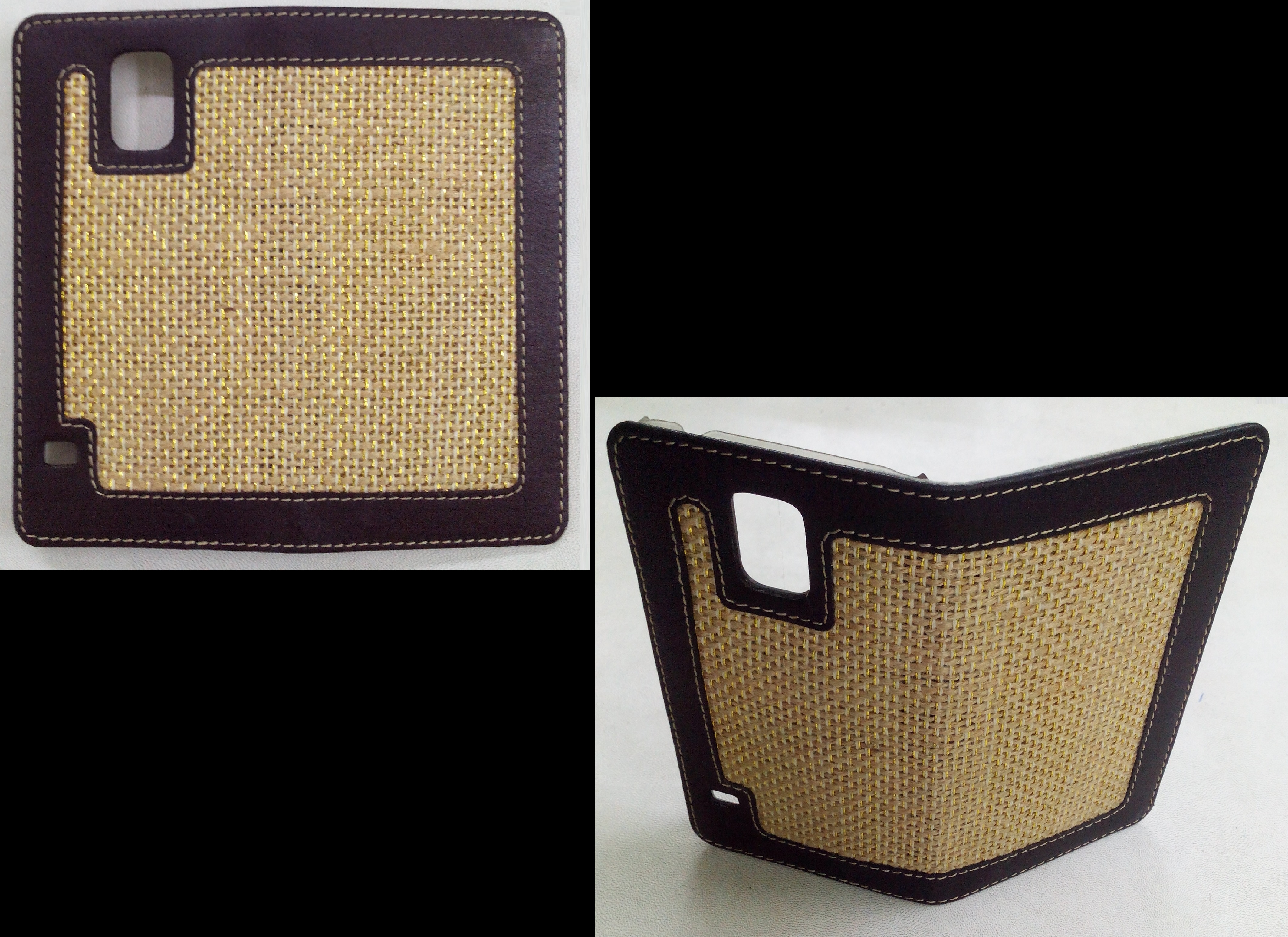 Jute Mobile Case - Real Leather, 13.5x9.75 Cm | Stylish Look, Button Closure, Highly Protective