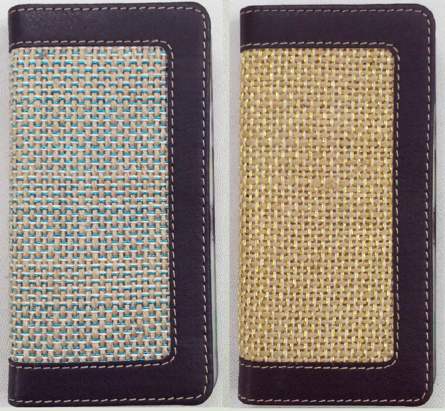 Jute Mobile Case - Real Leather, 13.5x9.75 Cm | Stylish Look, Button Closure, Highly Protective