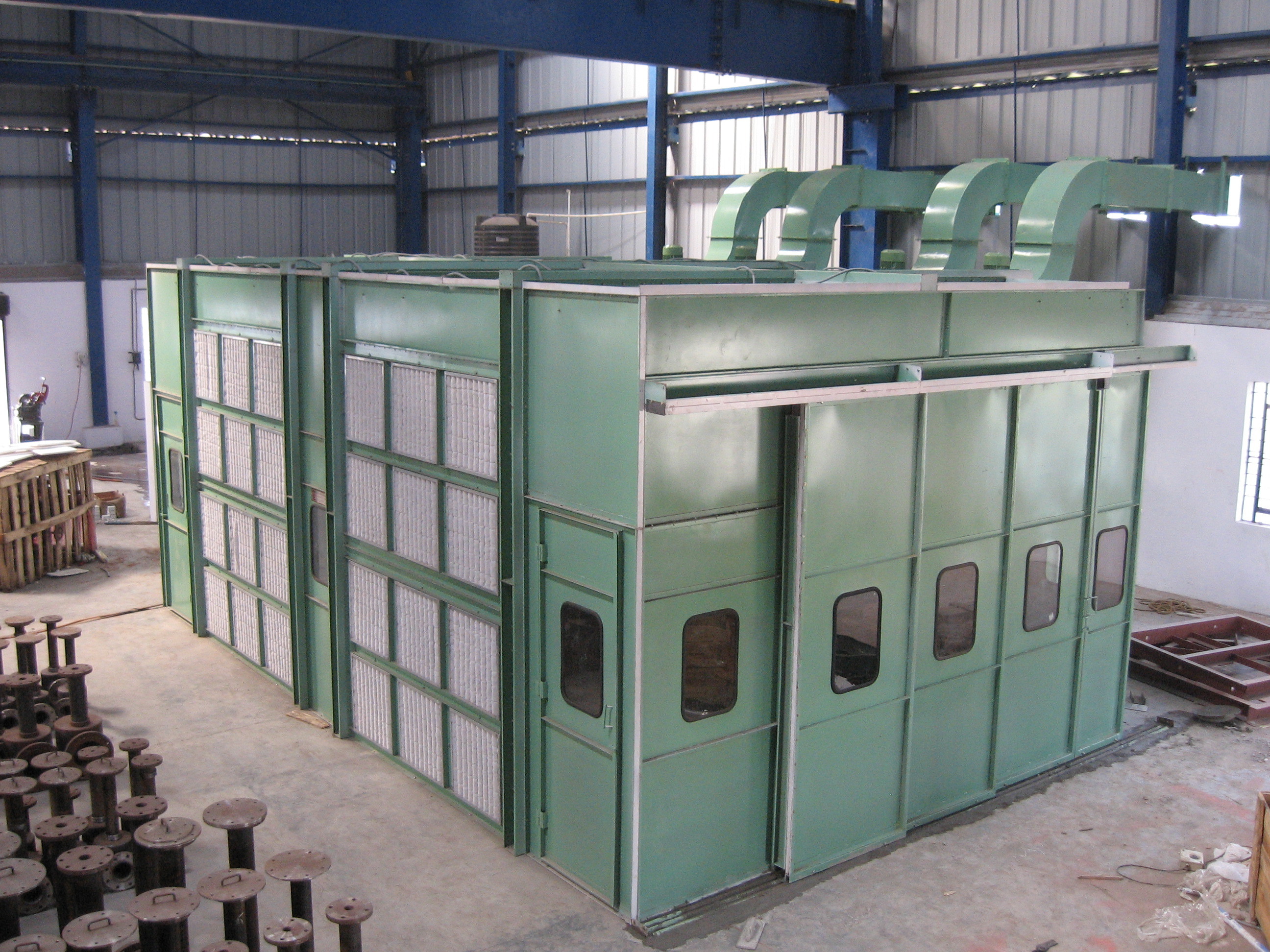 Spray Paint Booth - Customizable Steel Structure | Dryback/waterwash Filtration, Side/down Draft Airflow, Led Lighting, 220v Power, Plc Control System
