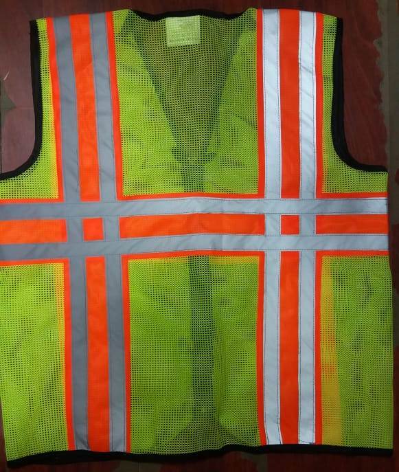 Metro Florescent Reflective Jacket - Polyester Material, Small To Large Size , Silver Reflective Tape With Chain, Available In Orange Green And Yellow Colors