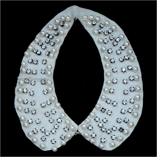 Designer Collar - Beads and Lace | White Color, Easy to Clean, Multiple Sizes and Designs for Versatile Apparel Applications