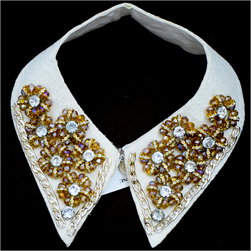 Heavy Design Collar - Stone, Metal, and Fabric, Easy to Clean and Stylishly Decorative
