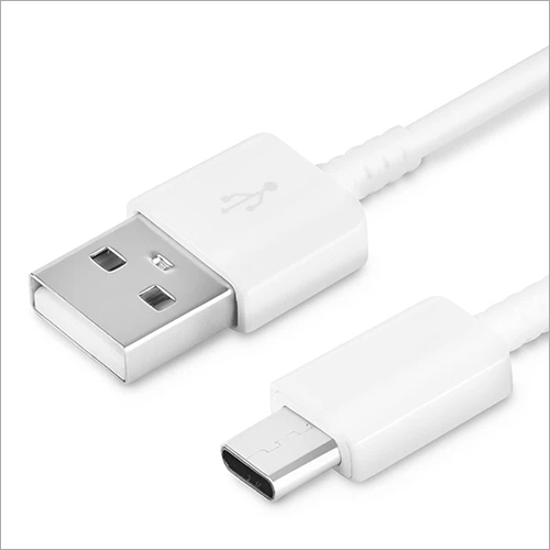Type C USB Data Cable - Rubber Material, 1 Meter Length, White Color | Durable, Flexible, Tear Resistant, Tangle Proof, Compatible with All Devices