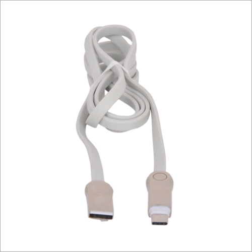 USB Data Cable For Type-C Micro Android Mobile Phone - Rubber Jacket, 1 Meter Length, White Color | Durable Design for Mobile, Computer, and Laptop Usage