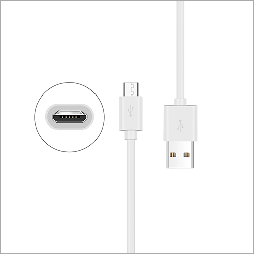 Micro USB Android Data Cable - Rubber Jacket, 1 Meter Length, White Color | Durable for Mobile, Computer, Laptop Connection