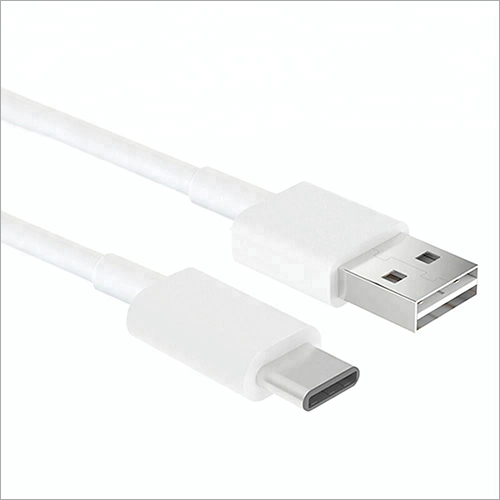 2A Cell Phone Travel Adapter And Type C Data Cable - Rubber Jacket, 1 Meter Length, White Color | Durable USB Cable for Mobile, Computer, Laptop
