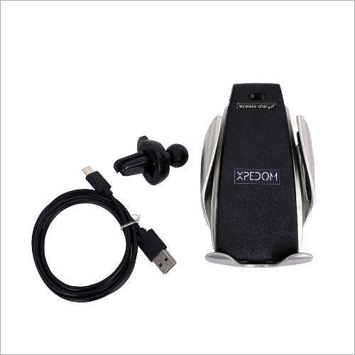 Black Type C Wireless Car Charger - Plastic Body, AMOLED Display | 6-Month Warranty, Sleek Black Design