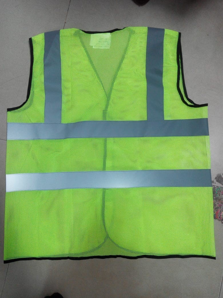 Metro Safety Jacket - Polyester Material, All Sizes | Grey Tape Double 2 Inch, Orange And Green Color, Male Fit