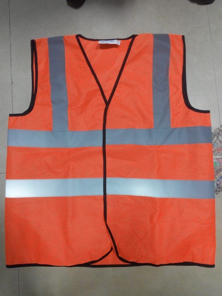 Metro Safety Jacket - Polyester Material, All Sizes | Grey Tape Double 2 Inch, Orange And Green Color, Male Fit