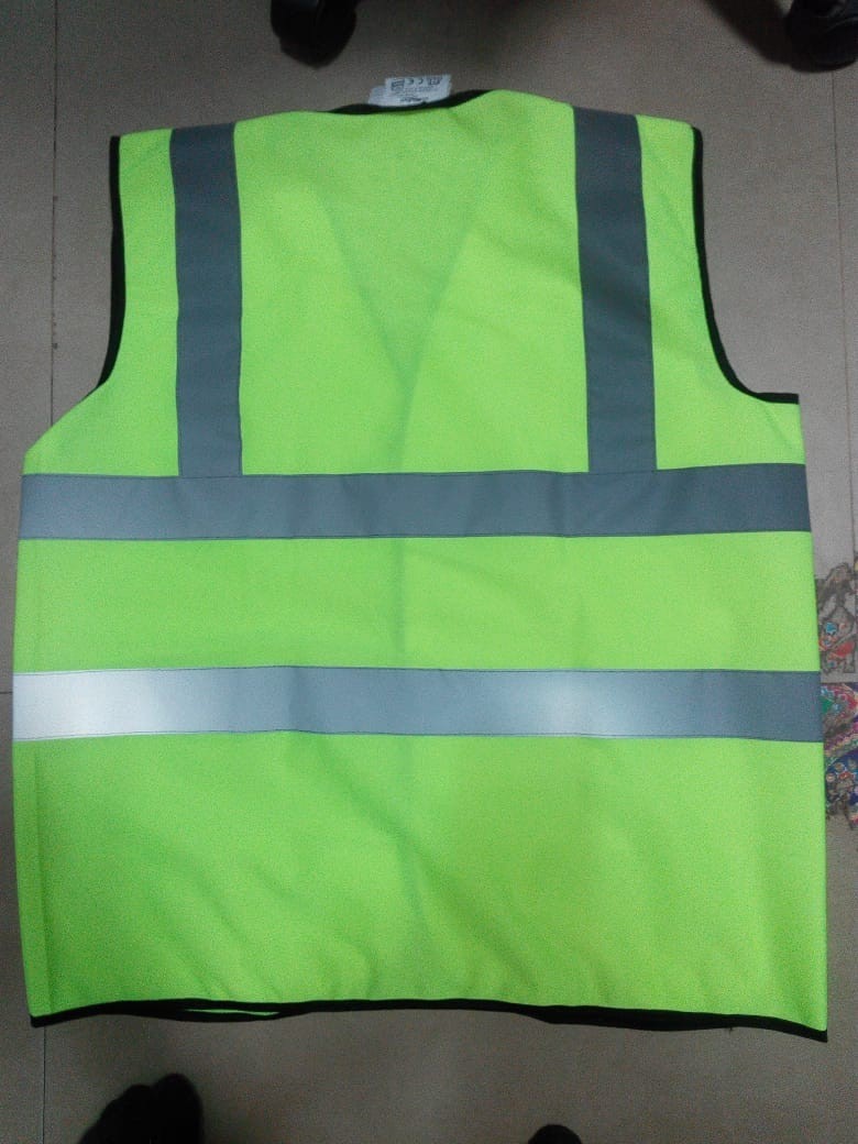 Polyester Metro Safety Jacket Double Reflective Tape Plane Fabric