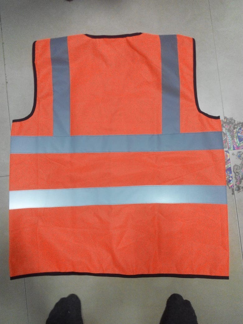 Polyester Metro Safety Jacket Double Reflective Tape Plane Fabric