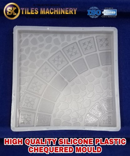 Single Round Star Stone Chequered Tile Mould - Plastic, 150-200 Grams Weight, White Color, Silicone Base, 2-Year Mould Life, No Cavities