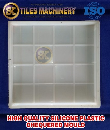 16 Dibbi Plane Chequered Tile Mould - Plastic, 150-200 Grams, White Color, Silicone Molding Material, Mould Life: 2 Years, Cavity: No, Shaping Mode: Silicone Mould