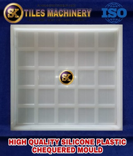 25 Dibbi Chequered Tile Mould - Plastic, Silicone Mold Base, White Color | Mould Life: 2 Years, No Cavities, Custom Designs Available