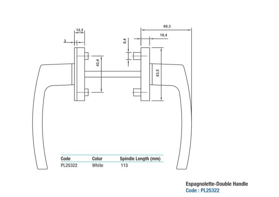 White Double Side Door Handle
