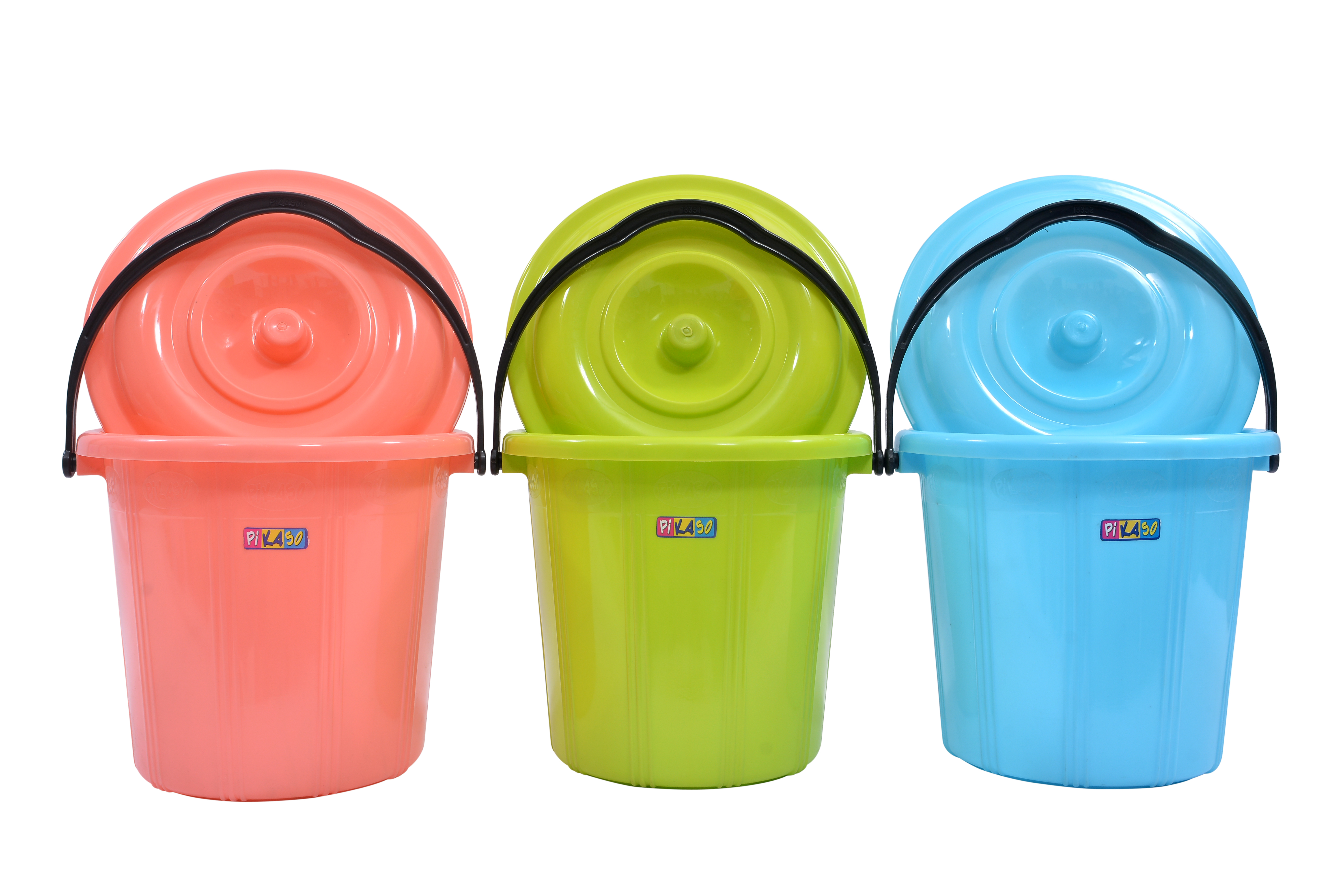 Bucket Sw 4 - Polypropylene, 10.5x7.5x7 Inch , Colors: Cyan, Blue, Pink | Capacity: 3.6 Ltr, Weight: 160 Grams, Soft Texture, Round Shape