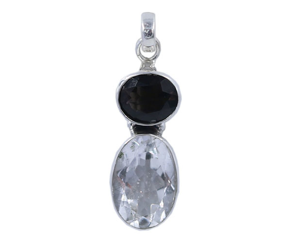Chintamani & Satyaloka Gemstone 925 Sterling Silver Pendant - 7.1 Grams Free Size Brown & Green Colors | Elegant Jewelry Accessory With Unique Stone Shapes
