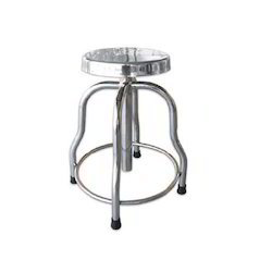 Revolving Stool - Ms Powder Coated Frame, Ss Top 300 Dia, Height 48-66cm | Eco-friendly, Water Resistant, Durable, Indian Style Design, One Piece Construction