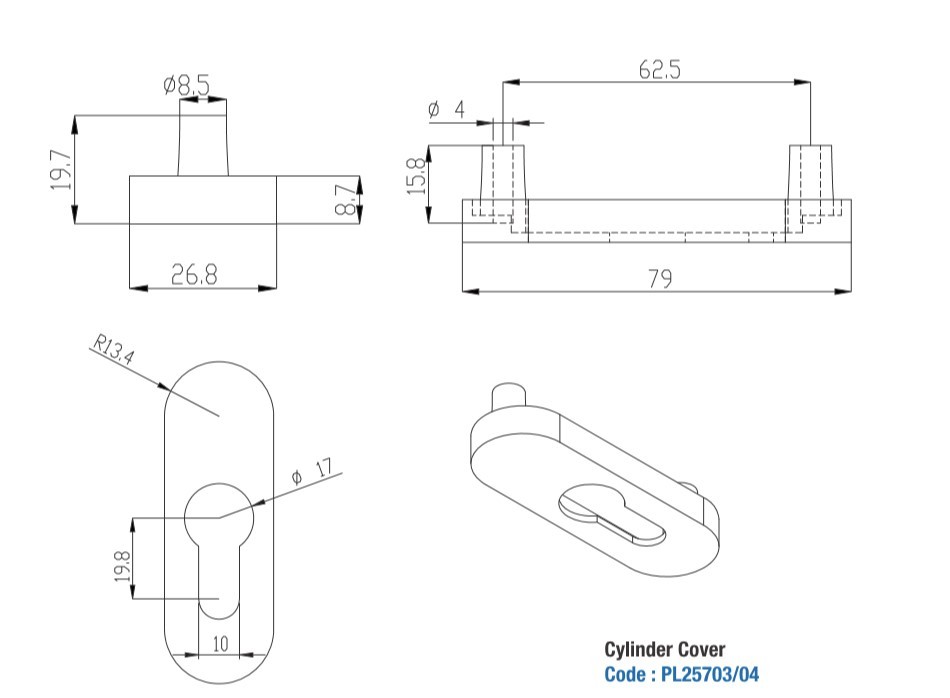 White Cylinder Lock Cover