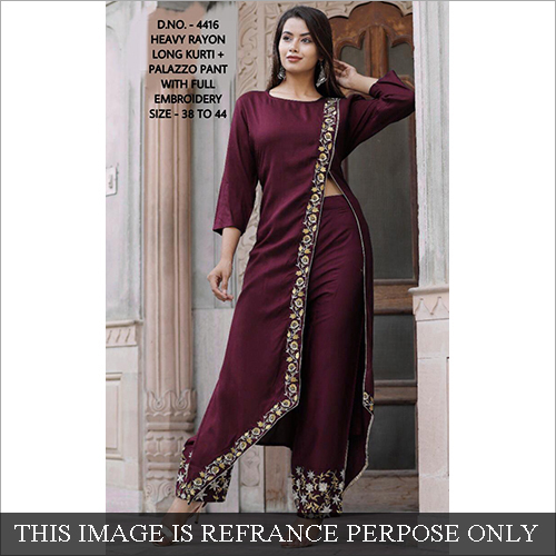 Available In Multicolor Rayon Long Kurti With Palazzo