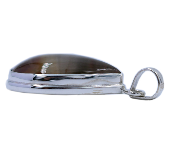 Pear Solid Phantom Quartz Stone 925 Silver Pendant