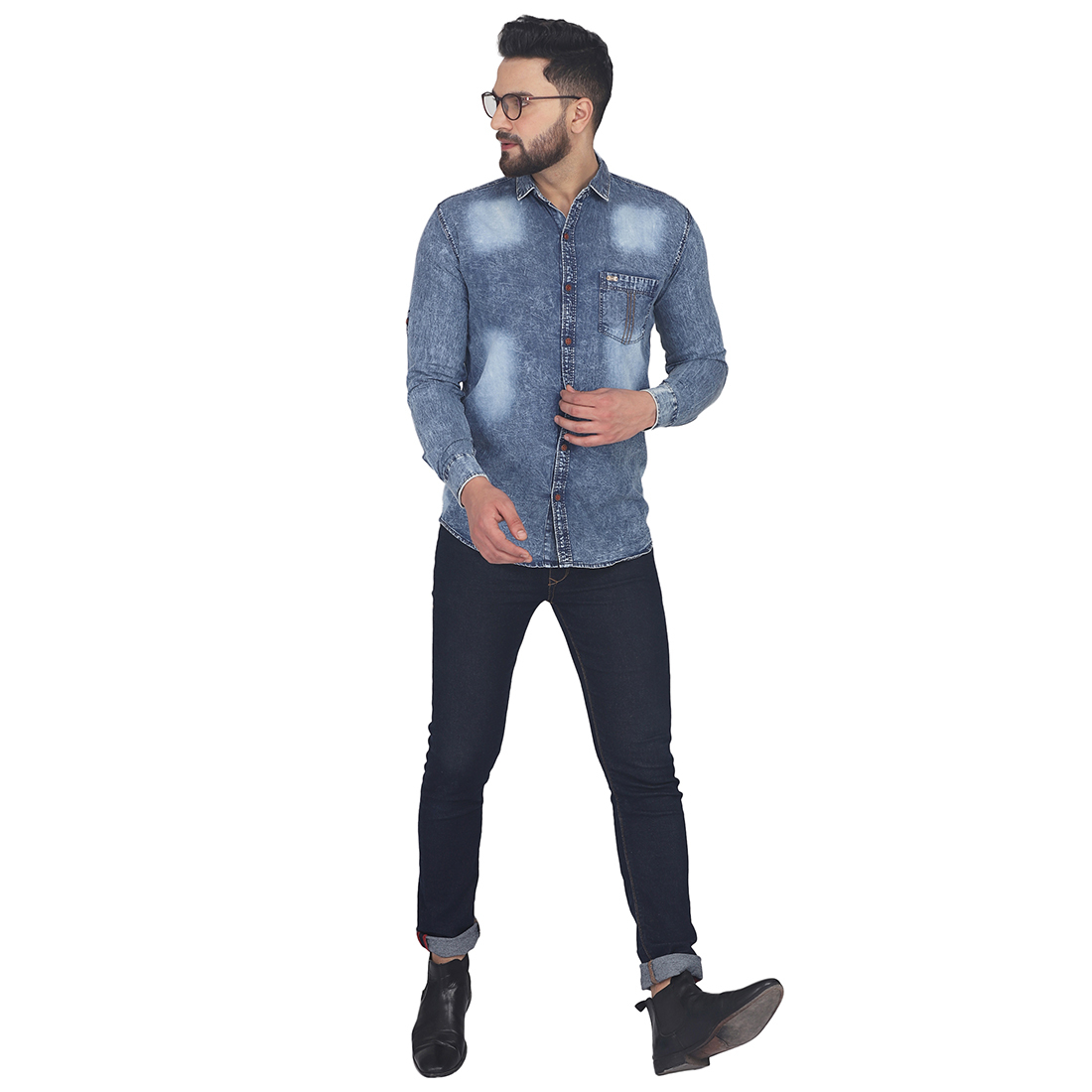 Blue Mens Denim Shirt