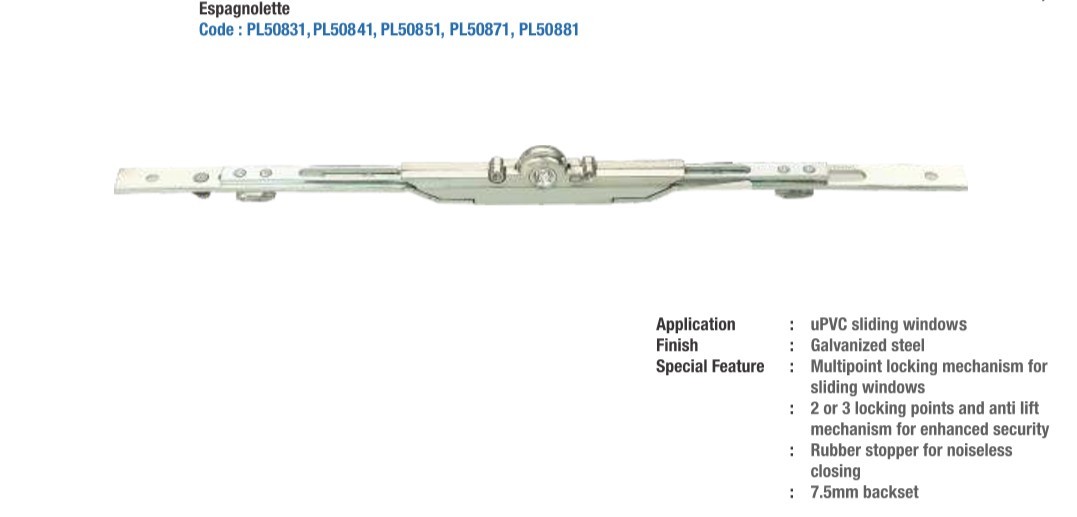 Galvanized Steel Finish Multipoint Locking Mechanism For Sliding Window