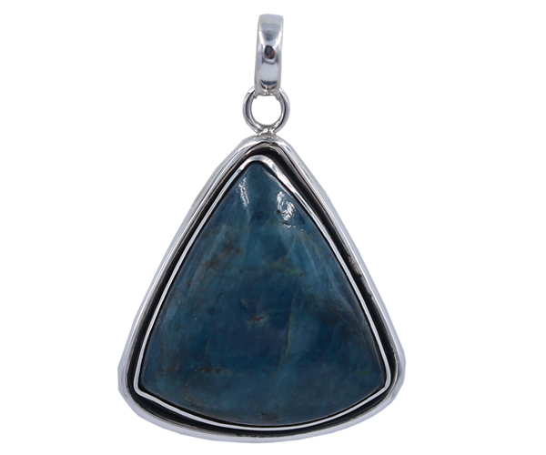 Synergy Peruvion Apatite Gemstone 925 Sterling Silver Pendant - 11.1 Gms Free Size Blue Color Stunning Jewelry Accessory