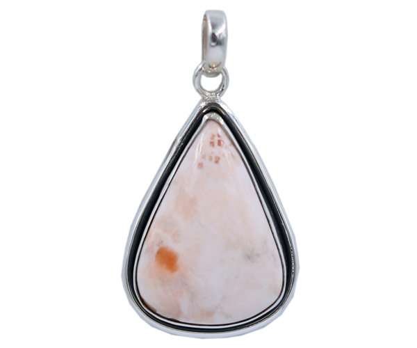 Scolosite Gemstone 925 Sterling Silver Pendant - 7.8 Gms, Red & White Colors, Free Size Design