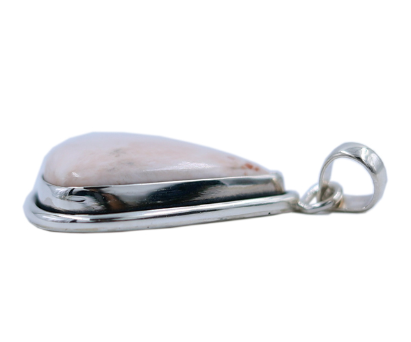 Scolosite Gemstone 925 Sterling Silver Pendant - 7.8 Gms, Red & White Colors, Free Size Design