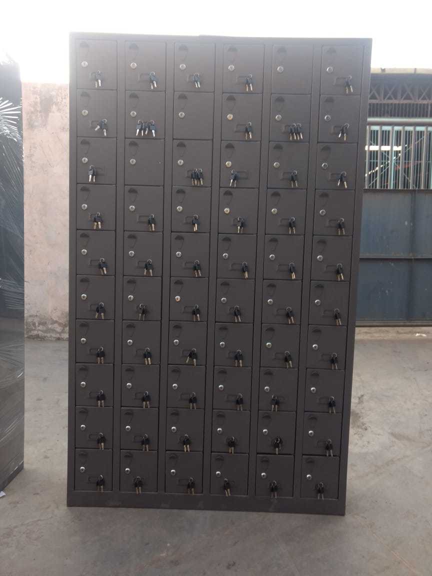 Mobile Lockers - Iron & Mild Steel, 1800x1250x1100 Mm, Powder Coated Finish | Corrosion Resistant, Durable, Easy To Clean, Rust Proof, Uv Resistant, Water Resistant, 54 Compartments For Secure Storage