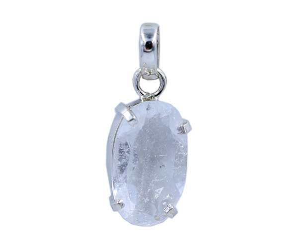 Oval Favorite Satyaloka Quartz Stone 925 Silver Pendant