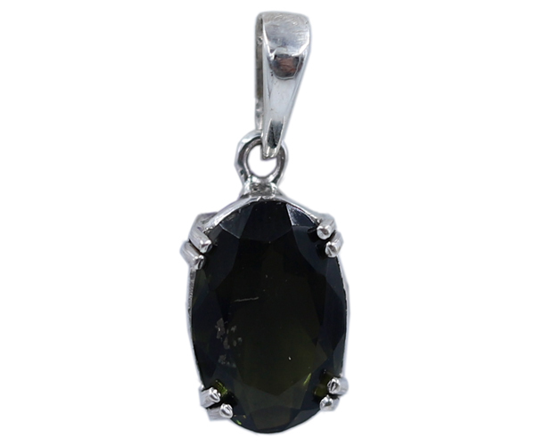 Moldavite Gemstone 925 Sterling Silver Pendant - 3.5 Gms Free Size Green Stone With Elegant Design