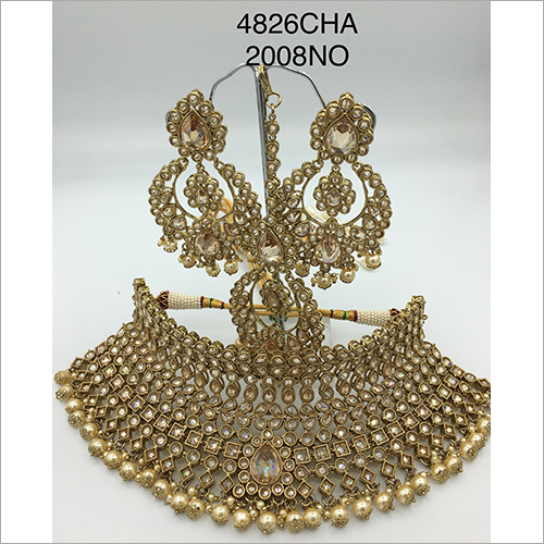 Designer Choker Set - Gold Traditional Choker Necklace and Earrings | Ideal for Engagements, Weddings, and Special Gift Occasions