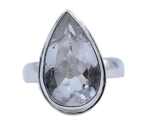Pear Amazing Satyaloka Quartz Stone 925 Silver Ring