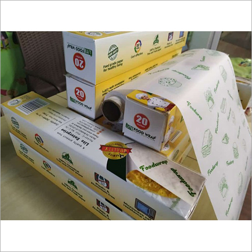 Lite Food Wrap - Organic Cellulose, 25 Meter Roll , Custom Printed Design, Non-sticky Grease Locking, Microwaveable, Recycled Paper Type