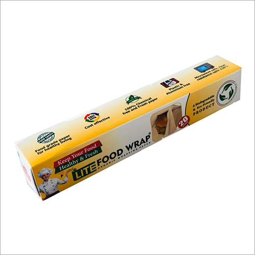Lite Food Wrap - Organic Cellulose, 25 Meter Roll , Custom Printed Design, Non-sticky Grease Locking, Microwaveable, Recycled Paper Type