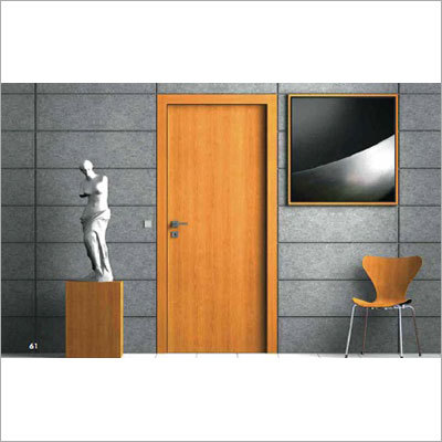 Wooden Flush Door - Solid Wood, Hollow Interior with Honeycomb Support | Polished Surface, Suitable for Exterior and Office Applications, Brown Color