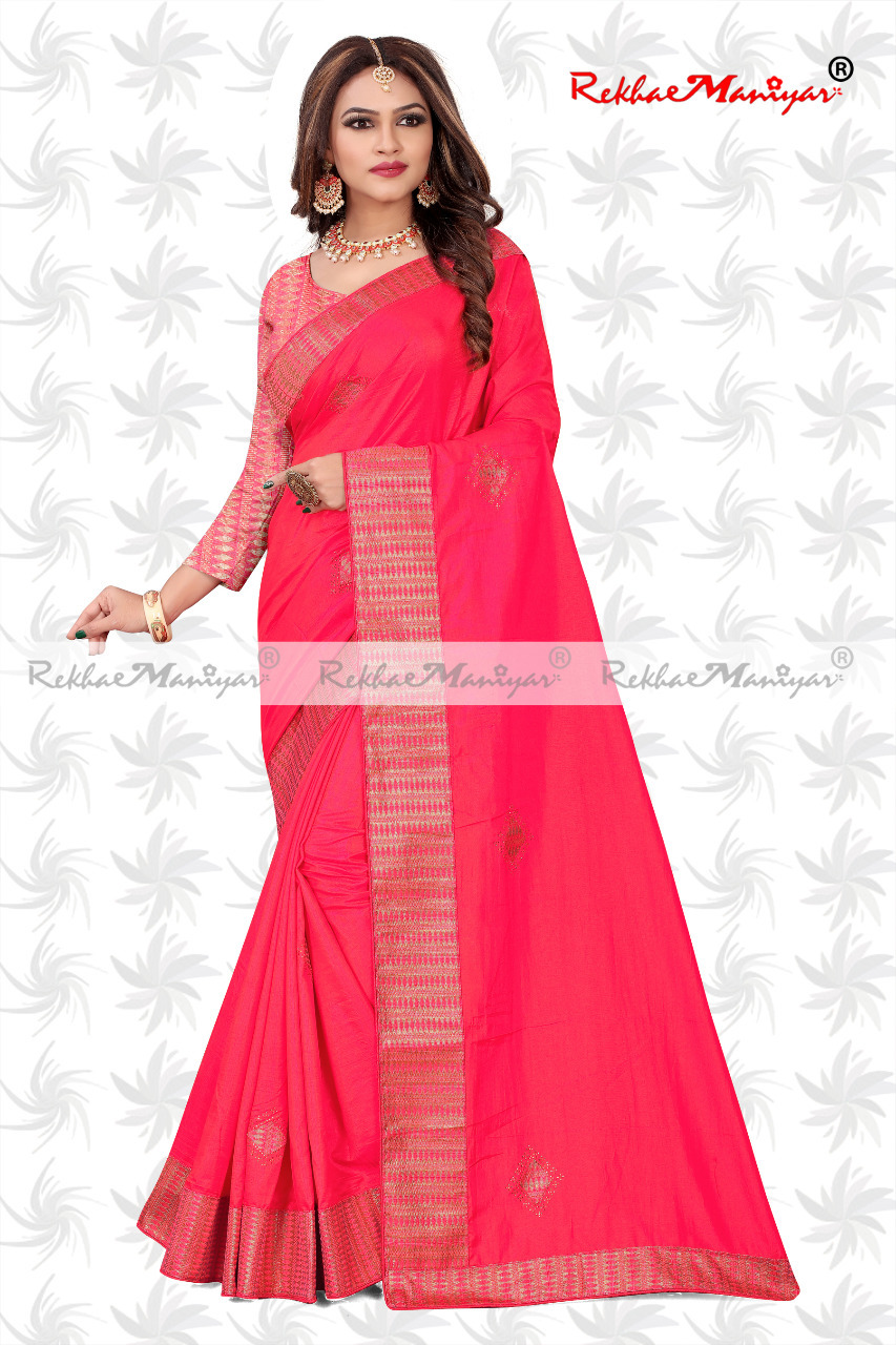 Sana Silk Stone Work Heavy Bordered Saree - Georgette Material, Zari Work, Jacquard Blouse, Bollywood Style, Suitable For All Seasons