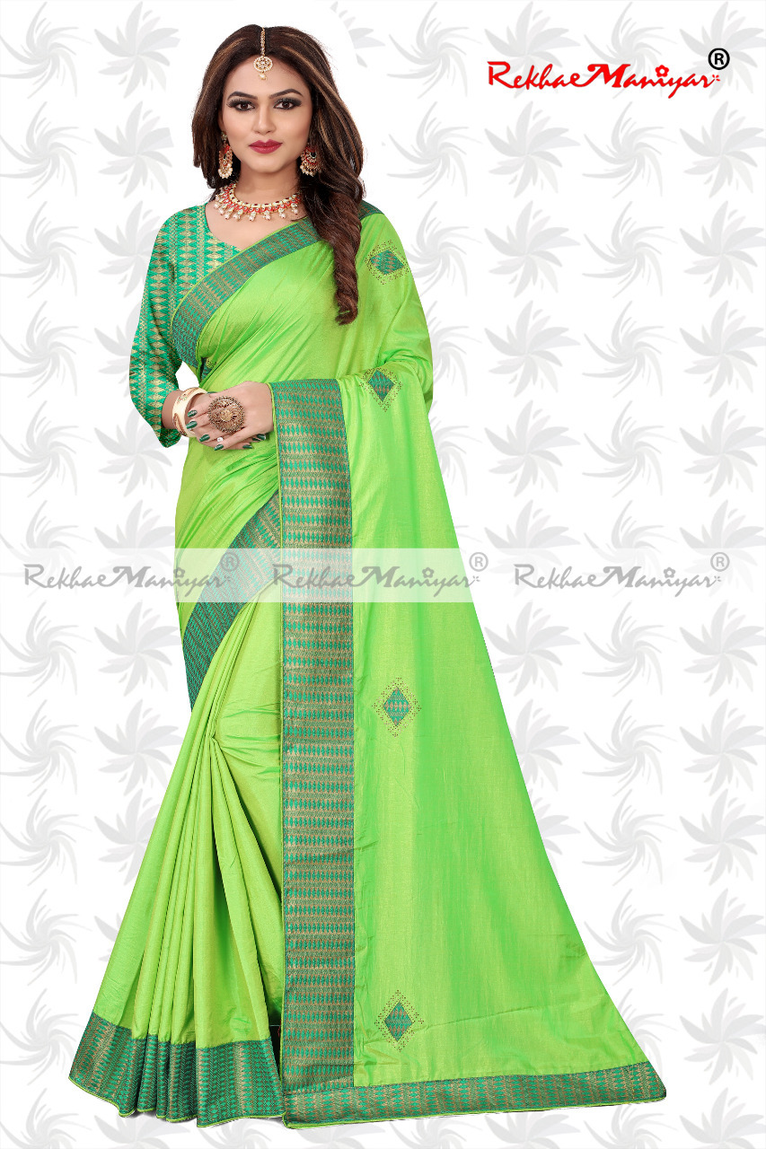 Sana Silk Stone Work Heavy Bordered Saree - Georgette Material, Zari Work, Jacquard Blouse, Bollywood Style, Suitable For All Seasons