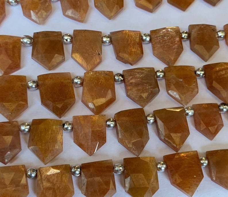 Natural Sunstone Pentagonal Shape Sunstone Beads,high Quality Sunstone Briolette Beads Grade: A